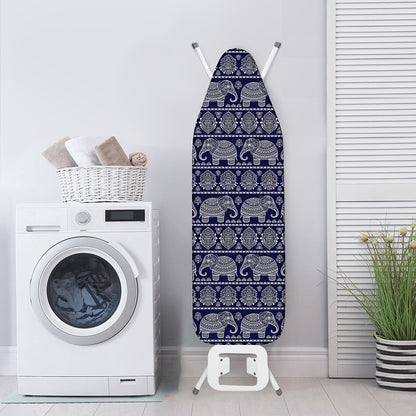White And Blue Indian Elephant Print Ironing Board Cover