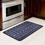 White And Blue Indian Elephant Print Kitchen Mat
