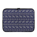 White And Blue Indian Elephant Print Laptop Sleeve