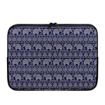 White And Blue Indian Elephant Print Laptop Sleeve