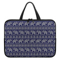 White And Blue Indian Elephant Print Laptop Sleeve With Handle