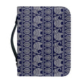 White And Blue Indian Elephant Print Leather Bible Cover