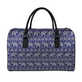 White And Blue Indian Elephant Print Leather Duffel Bag
