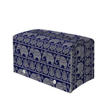 White And Blue Indian Elephant Print Leather Tissue Box Cover