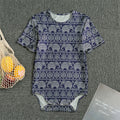 White And Blue Indian Elephant Print Men's Bodysuit