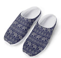 White And Blue Indian Elephant Print Mesh Casual Shoes