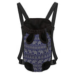 White And Blue Indian Elephant Print Pet Carrier Backpack