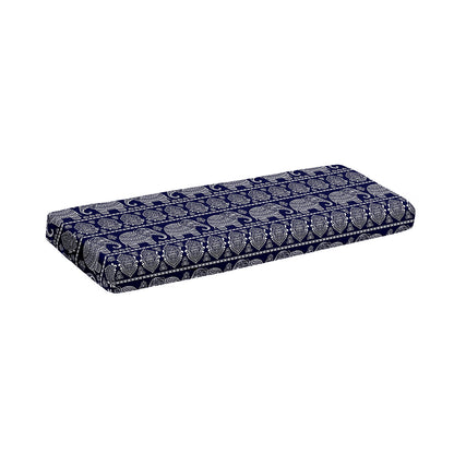 White And Blue Indian Elephant Print Piano Keyboard Cover
