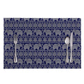 White And Blue Indian Elephant Print Placemat