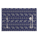 White And Blue Indian Elephant Print Placemat