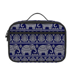 White And Blue Indian Elephant Print Portable Lunch Bag