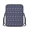 White And Blue Indian Elephant Print Rectangular Crossbody Bag