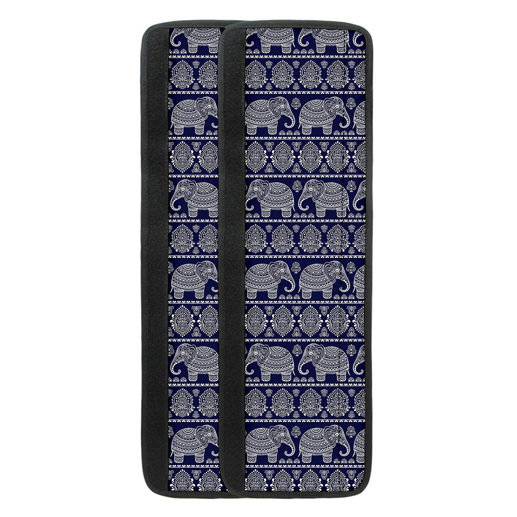 White And Blue Indian Elephant Print Refrigerator Handle Covers