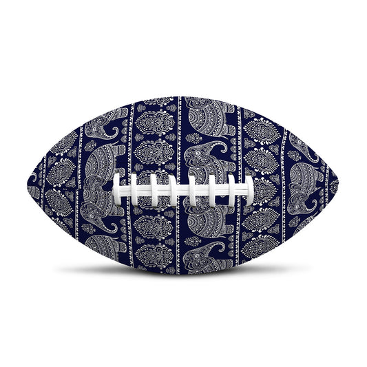 White And Blue Indian Elephant Print Rugby Ball