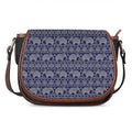 White And Blue Indian Elephant Print Saddle Bag