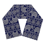 White And Blue Indian Elephant Print Scarf