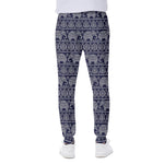 White And Blue Indian Elephant Print Scuba Joggers