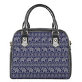 White And Blue Indian Elephant Print Shoulder Handbag