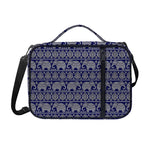 White And Blue Indian Elephant Print Shoulder Strap Bible Bag