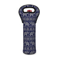 White And Blue Indian Elephant Print Single Neoprene Wine Tote