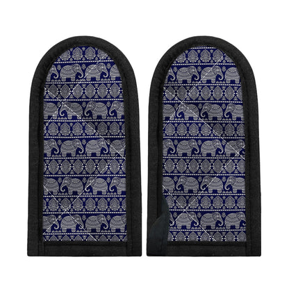 White And Blue Indian Elephant Print Skillet Handle Cover