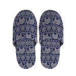 White And Blue Indian Elephant Print Slippers