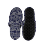 White And Blue Indian Elephant Print Slippers