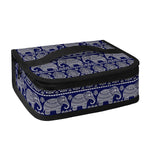 White And Blue Indian Elephant Print Small Lunch Bag
