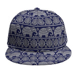 White And Blue Indian Elephant Print Snapback Cap