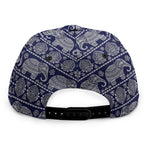 White And Blue Indian Elephant Print Snapback Cap