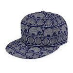 White And Blue Indian Elephant Print Snapback Cap
