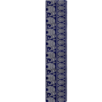 White And Blue Indian Elephant Print Table Runner