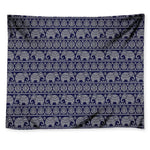 White And Blue Indian Elephant Print Tapestry