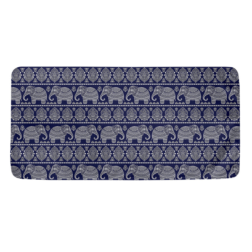 White And Blue Indian Elephant Print Towel