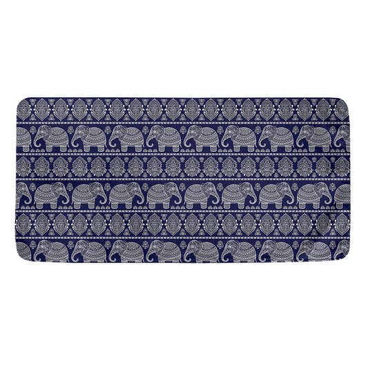 White And Blue Indian Elephant Print Towel