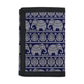 White And Blue Indian Elephant Print Trifold Wallet