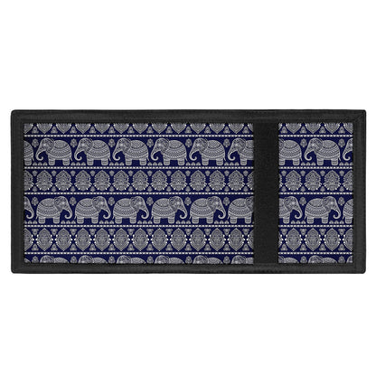 White And Blue Indian Elephant Print Trifold Wallet