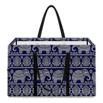 White And Blue Indian Elephant Print Utility Tote Bag