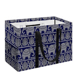White And Blue Indian Elephant Print Utility Tote Bag