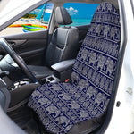 White And Blue Indian Elephant Print Waterproof Car Seat Cover