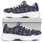 White And Blue Indian Elephant Print White Chunky Shoes