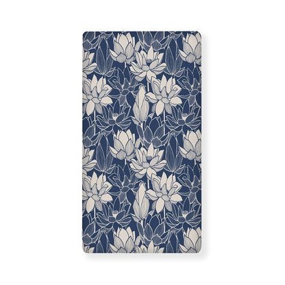 White And Blue Lotus Flower Print Baby Crib Sheet