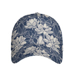 White And Blue Lotus Flower Print Baseball Cap