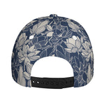 White And Blue Lotus Flower Print Baseball Cap