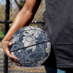 White And Blue Lotus Flower Print Basketball