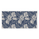 White And Blue Lotus Flower Print Beach Towel