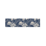 White And Blue Lotus Flower Print Bed Runner