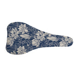 White And Blue Lotus Flower Print Bicycle Seat Cover