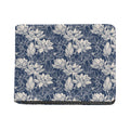 White And Blue Lotus Flower Print Bifold Wallet