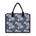 White And Blue Lotus Flower Print Canvas Tote Bag